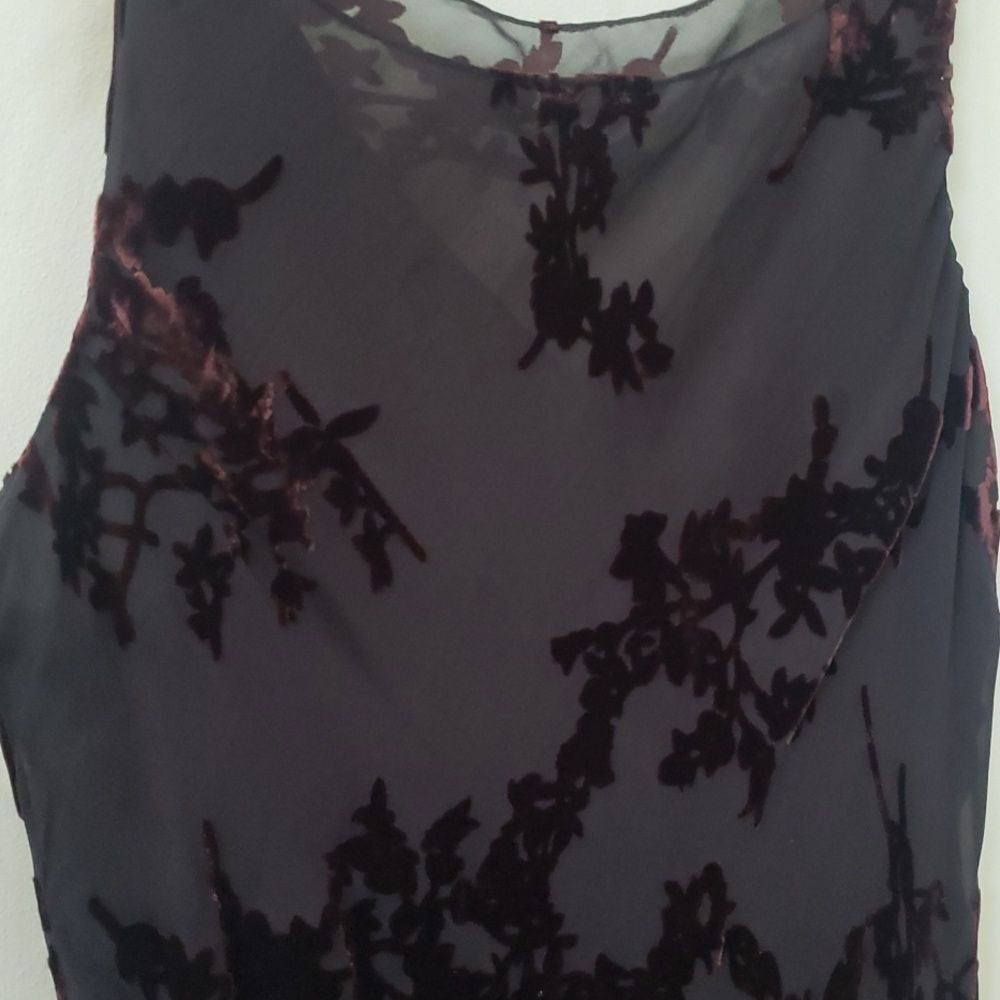 JNY Dress Womens 14 Dark Velvet Burnout Sheer Tiered Whimsigoth Grunge Hoco - Picture 2 of 10